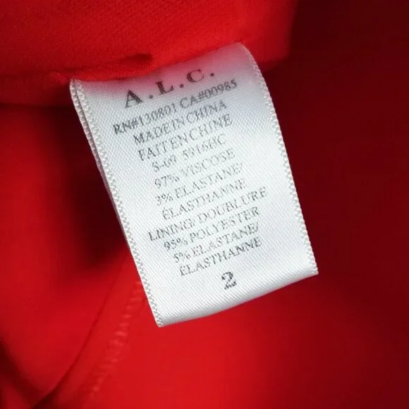 A.L.C. Women's Ann Long Sleeves Shirt Blouse Top 2 Red Peplum Crepe Zipper $325 - Picture 11 of 16